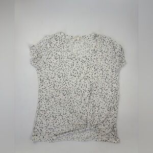 Nine Britton White and Black Dotted Short Sleeve Top